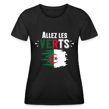 Verts Algérie Algérien Football Cadeau Humour - T-shirt sport Femme - noir - Devant - AI Model Female 172 light (172cm)