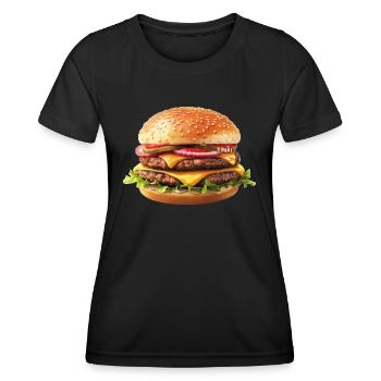 Burger - T-shirt sport Femme - noir - Devant - AI Model Female 172 light (172cm)