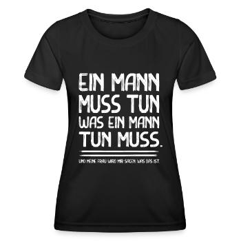 Lustiger Spruch für Ehemänner Partner - Frauen Funktions-T-Shirt - Schwarz - Vorne - AI Model Female 172 light (172cm)
