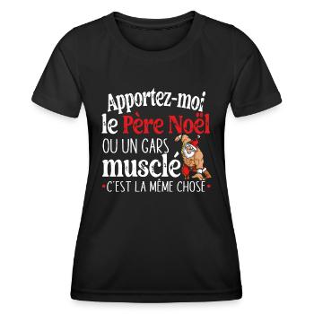 Père Noël Gars Musclé Musculation Cadeau Homme - T-shirt sport Femme - noir - Devant - AI Model Female 172 light (172cm)