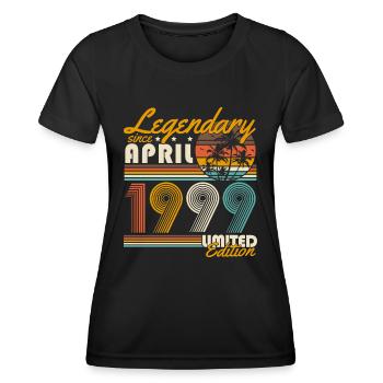 Légendaire depuis avril 1999 Vintage Birthday - T-shirt sport Femme - noir - Devant - AI Model Female 172 light (172cm)