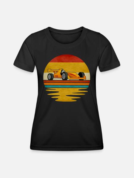 Formula Racing Retro Grafik - Frauen Funktions-T-Shirt - Schwarz