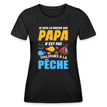 Papa Pêche Pêcheur Bébé Nourrisson Naissance - T-shirt sport Femme - noir - Devant - AI Model Female 172 light (172cm)