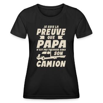 Papa Bébé Nourrisson Enfant Camion Routier - T-shirt sport Femme - noir - Devant - AI Model Female 172 light (172cm)