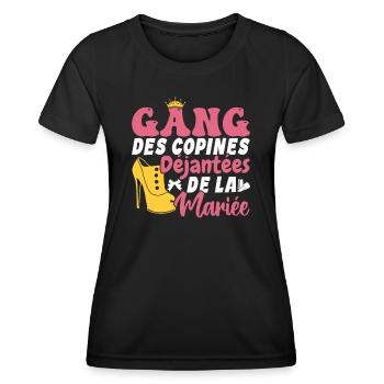 Gang des copines déjantées de la mariée Cadeau - T-shirt sport Femme - noir - Devant - AI Model Female 172 light (172cm)