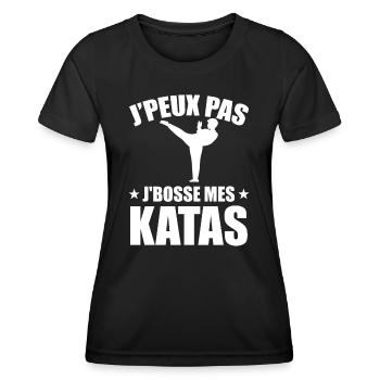 Je Peux Pas Je Bosse Mes Katas - T-shirt sport Femme - noir - Devant - AI Model Female 172 light (172cm)