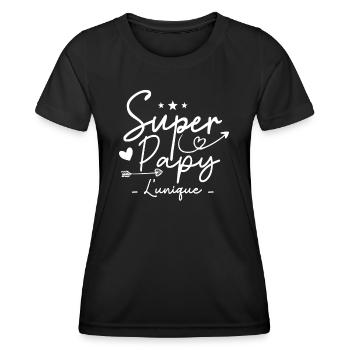 Papy Super Papy Humour Papy Cadeau - T-shirt sport Femme - noir - Devant - AI Model Female 172 light (172cm)