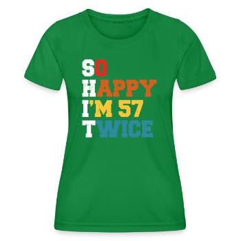 57 Ans Drôle - Humour Anniversaire 57 ans Cadeau - T-shirt sport Femme - vert - Devant - AI Model Female 172 dark (172cm)