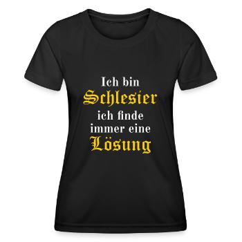 Ich bin Schlesier ich finde immer eine Lösung - Frauen Funktions-T-Shirt - Schwarz - Vorne - AI Model Female 172 light (172cm)