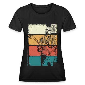Guitariste de Blues Vintage - T-shirt sport Femme - noir - Devant - AI Model Female 172 light (172cm)