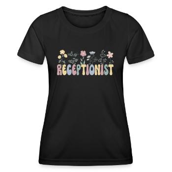 Rezeptionist Mitarbeiter Rezeption Empfangsdame - Frauen Funktions-T-Shirt - Schwarz - Vorne - AI Model Female 172 light (172cm)