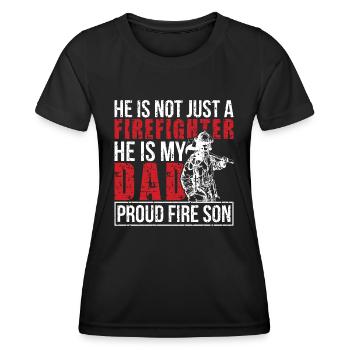 Fier pompier fils d’un fils pompier - T-shirt sport Femme - noir - Devant - AI Model Female 172 light (172cm)