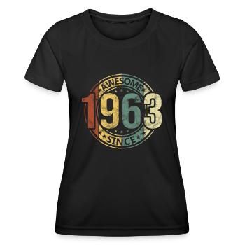 Awesome Since 1963 Retro Vintage Geburtstag - Frauen Funktions-T-Shirt - Schwarz - Vorne - AI Model Female 172 light (172cm)