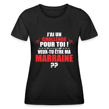 Nouveau Challenge Veux-tu être ma Marraine? - T-shirt sport Femme - noir - Devant - AI Model Female 172 light (172cm)