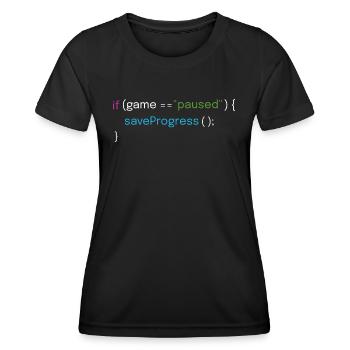 Conception de jeux et de codage - T-shirt sport Femme - noir - Devant - AI Model Female 172 light (172cm)