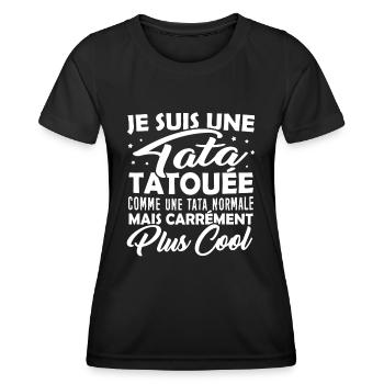 Tshirt pour Tante - Tata Tatouée plus Cool - T-shirt sport Femme - noir - Devant - AI Model Female 172 light (172cm)