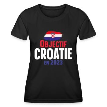 Croatie 2023 Croate Europe Cadeau Pays Humour - T-shirt sport Femme - noir - Devant - AI Model Female 172 light (172cm)