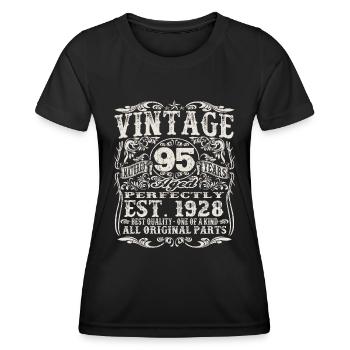 né en 1928 - 95 ans - T-shirt sport Femme - noir - Devant - AI Model Female 172 light (172cm)
