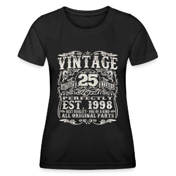 born in 1998 - 25 years old - Women's Functional T-Shirt - black - Front - AI Model Female 172 light (172cm)
