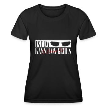 Kann Los Gehen Sonnenbrille Personalisiert Name - Frauen Funktions-T-Shirt - Schwarz - Vorne - AI Model Female 172 light (172cm)