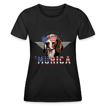 Beagle Sunglasses Murica Flag Gift - Women's Functional T-Shirt - black - Front - AI Model Female 172 light (172cm)
