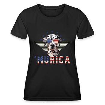 Dalmatian Sunglasses Murica Flag Gift - Women's Functional T-Shirt - black - Front - AI Model Female 172 light (172cm)