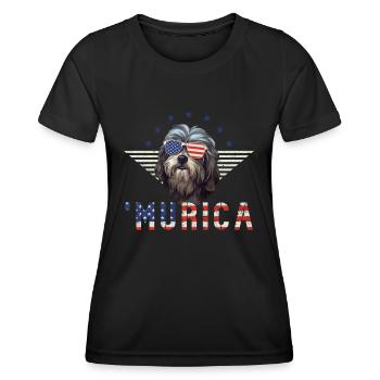 Havanese Sunglasses Murica Flag Gift - Women's Functional T-Shirt - black - Front - AI Model Female 172 light (172cm)