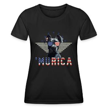 Great Dane Sunglasses Murica Flag Gift - Women's Functional T-Shirt - black - Front - AI Model Female 172 light (172cm)