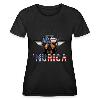 Rottweiler Sunglasses Murica Flag Gift - Women's Functional T-Shirt - black - Front - AI Model Female 172 light (172cm)