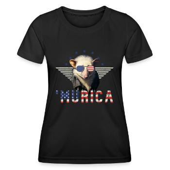 Opossum Sunglasses Murica America Gift - Women's Functional T-Shirt - black - Front - AI Model Female 172 light (172cm)