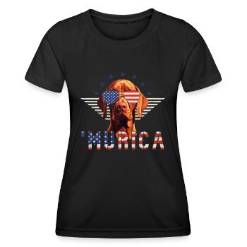 Vizsla Sunglasses Murica America Flag Gift - Women's Functional T-Shirt - black - Front - AI Model Female 172 light (172cm)