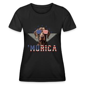 German Shorthair Sunglasses Murica Flag - Women's Functional T-Shirt - black - Front - AI Model Female 172 light (172cm)