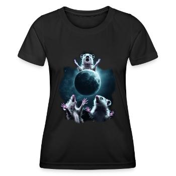 3 Opossum Moon Funny Memes Possum Gift - Women's Functional T-Shirt - black - Front - AI Model Female 172 light (172cm)