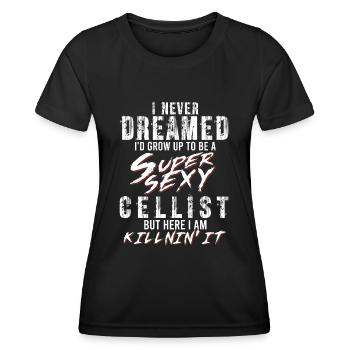 Super Sexy violoncelliste violoncelle joueur cadeau musicien - T-shirt sport Femme - noir - Devant - AI Model Female 172 light (172cm)
