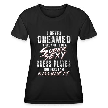 Super Sexy Schachspieler Schach Schachmeister - Frauen Funktions-T-Shirt - Schwarz - Vorne - AI Model Female 172 light (172cm)