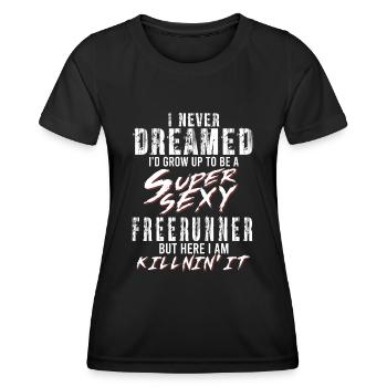 Super Sexy Freerunner Freerunning Cadeau Traceur - T-shirt sport Femme - noir - Devant - AI Model Female 172 light (172cm)