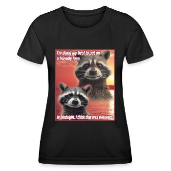 Funny Raccoon Meme Trash Panda Gift - Women's Functional T-Shirt - black - Front - AI Model Female 172 light (172cm)