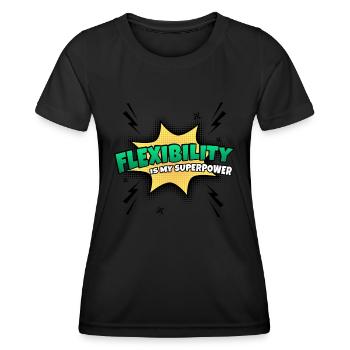 La flexibilité est mon trait de caractère - T-shirt sport Femme - noir - Devant - AI Model Female 172 light (172cm)