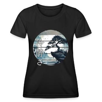 Bonsai Tree Japan Landscape Calmness Aesthetic - Women's Functional T-Shirt - black - Front - AI Model Female 172 light (172cm)