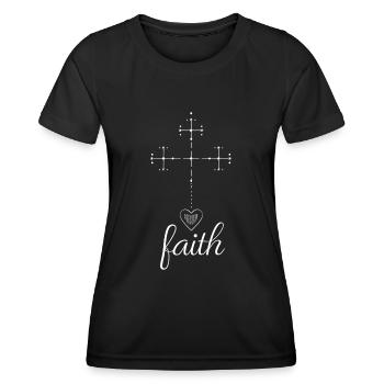 Faith Cross Christians Heart Religion Gift Christian - Women's Functional T-Shirt - black - Front - AI Model Female 172 light (172cm)