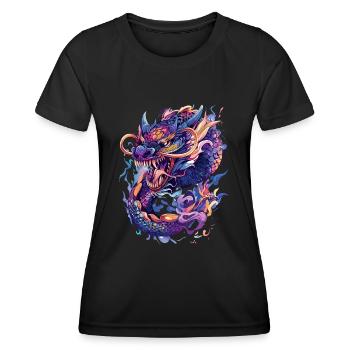 Chinesischer Drache Fantasy Dragoncore Aesthetic - Frauen Funktions-T-Shirt - Schwarz - Vorne - AI Model Female 172 light (172cm)