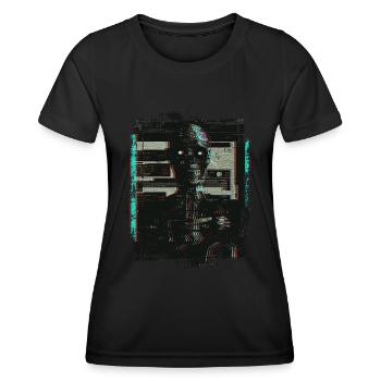 Zombie Digital Horror Glitchcore Grunge Weirdcore - Frauen Funktions-T-Shirt - Schwarz - Vorne - AI Model Female 172 light (172cm)