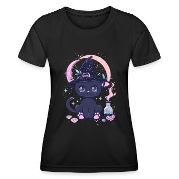 Katze Kawaii Witchcore Pastel Goth Halloween - Frauen Funktions-T-Shirt - Schwarz - Vorne - AI Model Female 172 light (172cm)