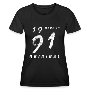 Fabriqué en 1991 Original Anniversaire Grunge En Détresse - T-shirt sport Femme - noir - Devant - AI Model Female 172 light (172cm)