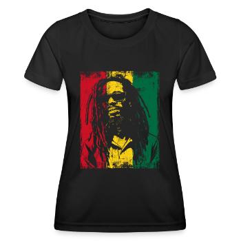 Rastaman Sonnebrille Reggae Ghana Dreadlocks - Frauen Funktions-T-Shirt - Schwarz - Vorne - AI Model Female 172 light (172cm)