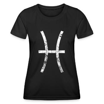 Sternzeichen Pisces Symbol Grunge Astrologie - Frauen Funktions-T-Shirt - Schwarz - Vorne - AI Model Female 172 light (172cm)