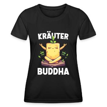 KräuterBuddha Beurre aux herbes Méditation Yoga amusante - T-shirt sport Femme - noir - Devant - AI Model Female 172 light (172cm)