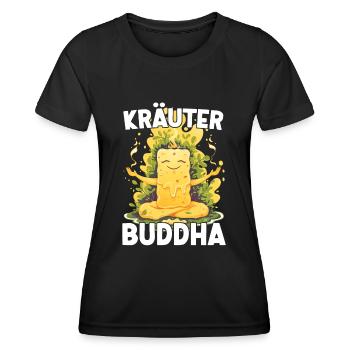 KräuterBuddha Beurre d’herbes Yoga Méditation amusante - T-shirt sport Femme - noir - Devant - AI Model Female 172 light (172cm)