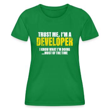 Trust Me I'm a Developer Fellow Gift - Women's Functional T-Shirt - kelly green - Front - AI Model Female 172 dark (172cm)