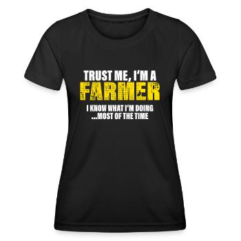 Vertrau Mir Ich Bin Bauer Kollegen Geschenk - Frauen Funktions-T-Shirt - Schwarz - Vorne - AI Model Female 172 light (172cm)